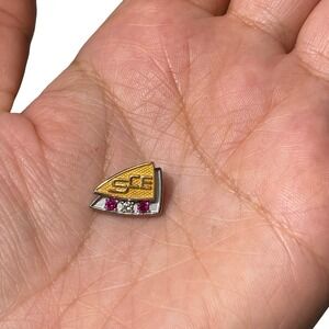Vintage SCE Southern California Edison 10K Gold Ruby Diamond Service Award Pin